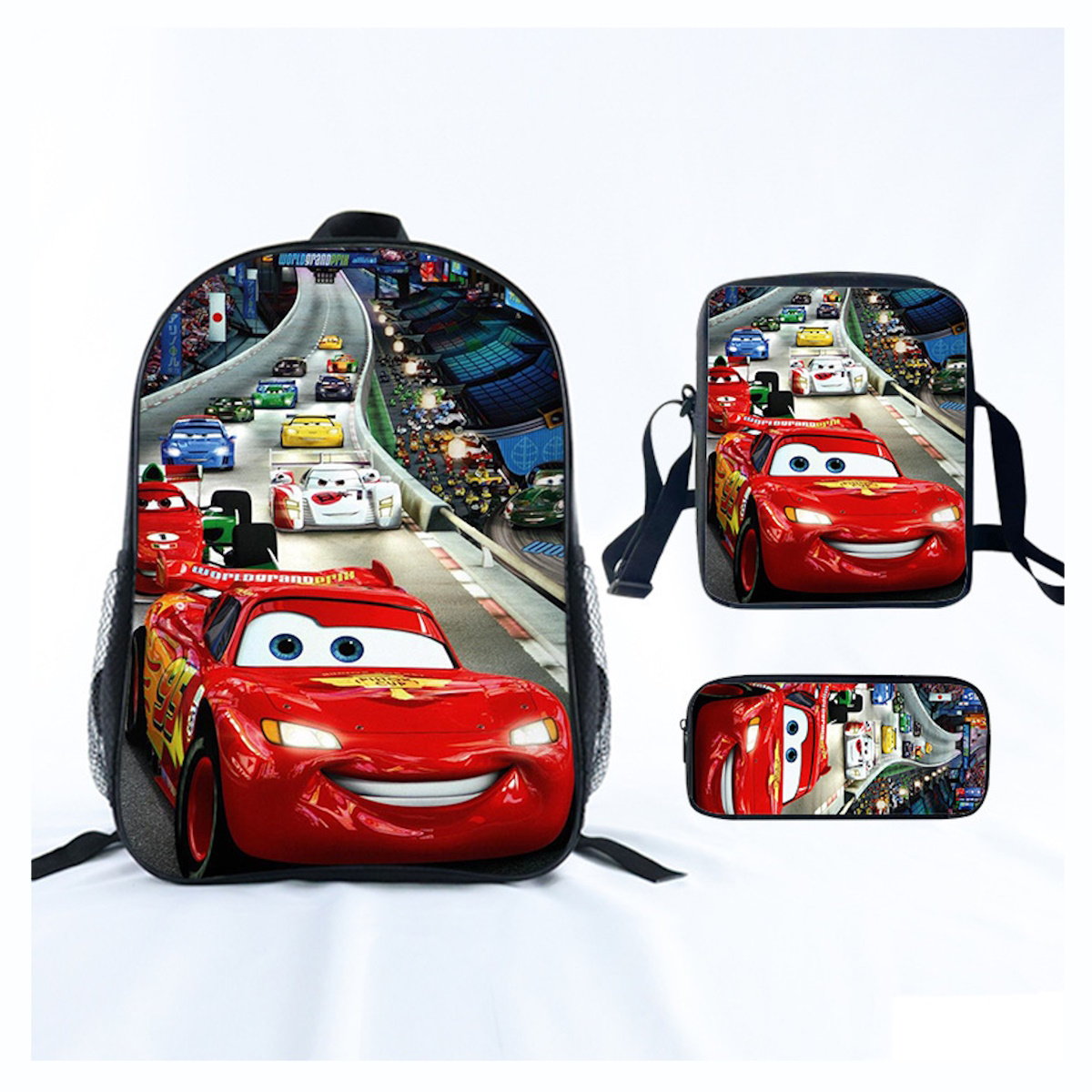 3PCS Lightning McQueens Pixar Cars Backpack and Lunchbox Pencil Case Set - ChildAngle
