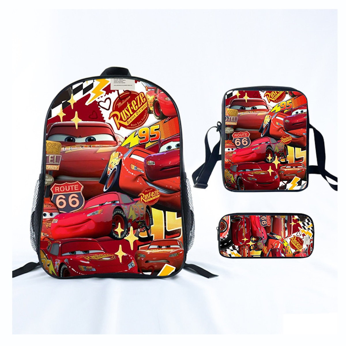 3PCS Lightning McQueens Pixar Cars Backpack and Lunchbox Pencil Case Set - ChildAngle