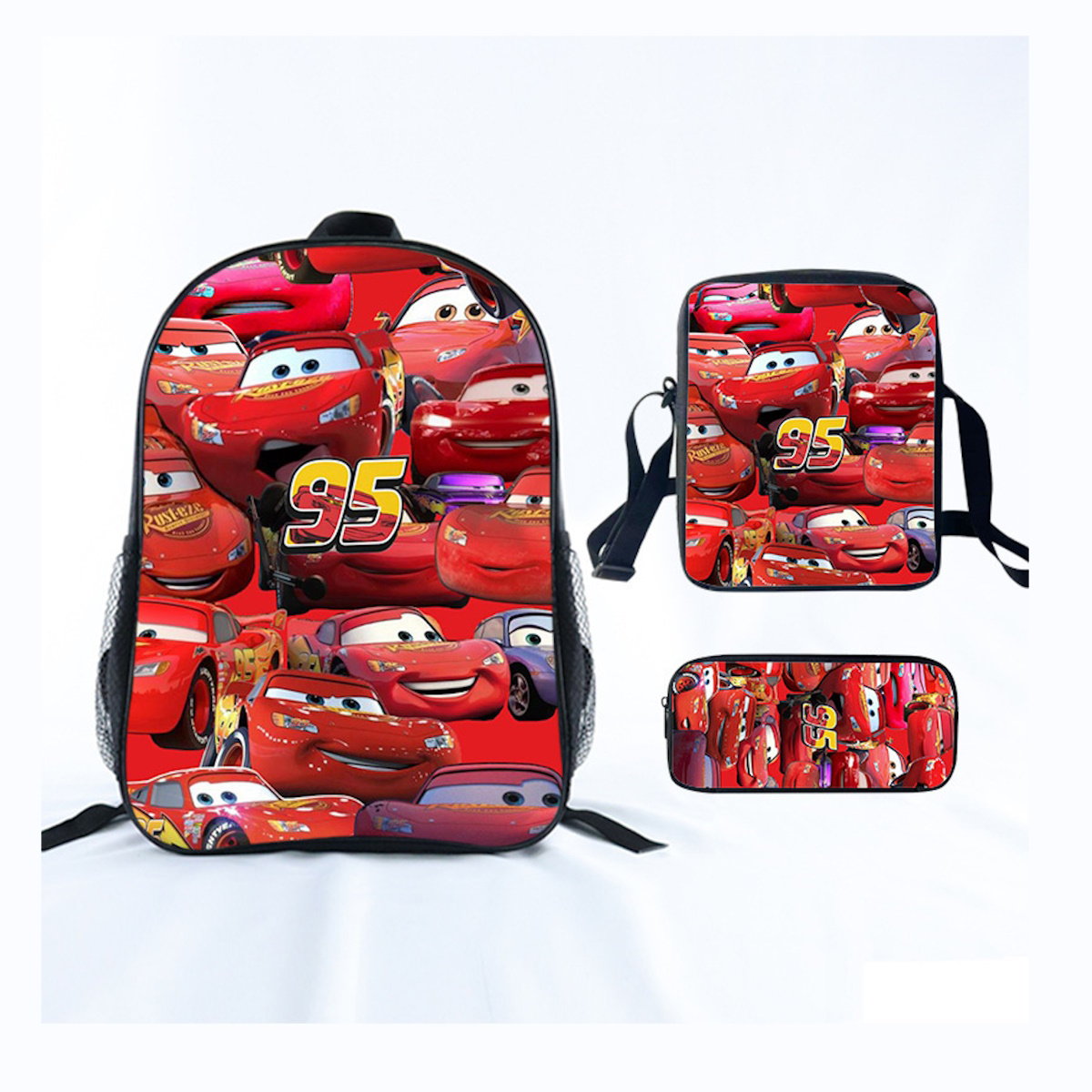 3PCS Lightning McQueens Pixar Cars Backpack and Lunchbox Pencil Case Set - ChildAngle
