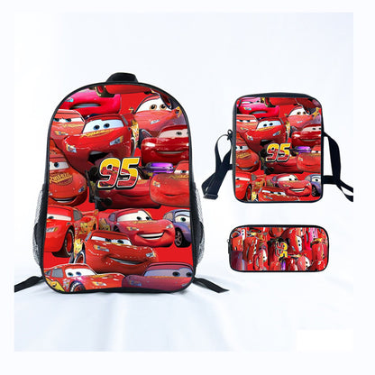 3PCS Lightning McQueens Pixar Cars Backpack and Lunchbox Pencil Case Set - ChildAngle