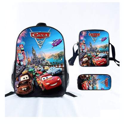 3PCS Lightning McQueens Pixar Cars Backpack and Lunchbox Pencil Case Set - ChildAngle
