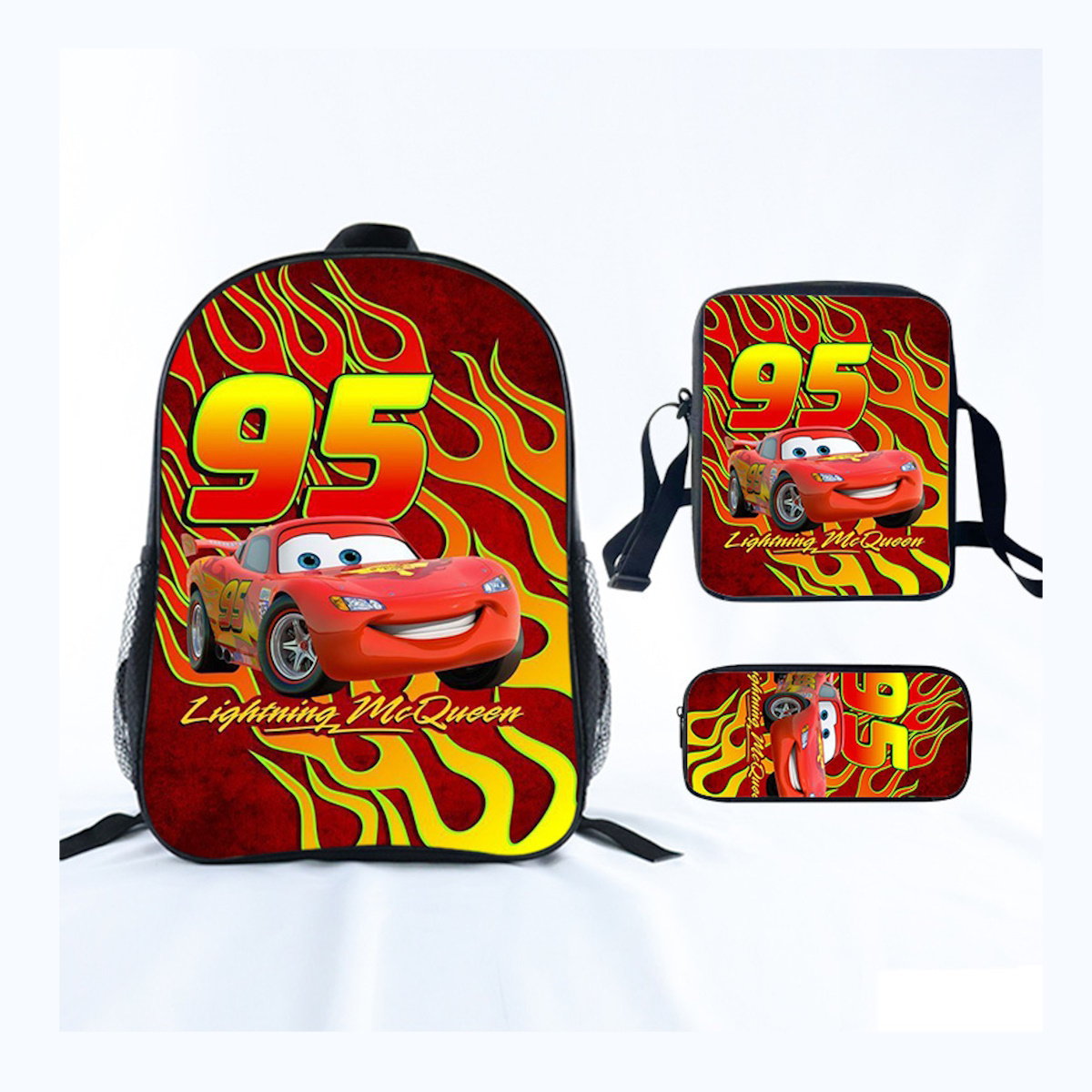 3PCS Lightning McQueens Pixar Cars Backpack and Lunchbox Pencil Case Set - ChildAngle