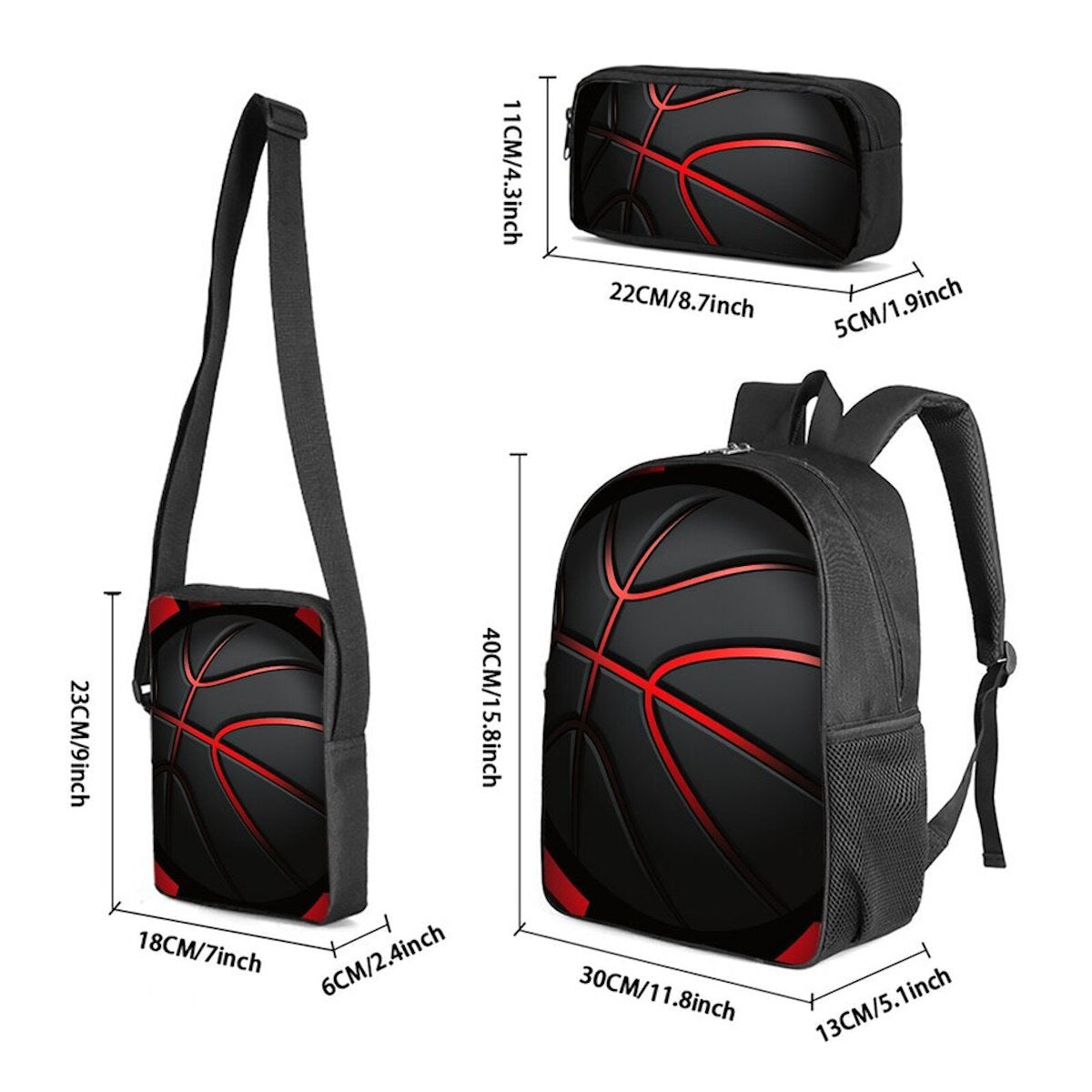 3PCS Basketball Backpack and Lunchbox Pencil Case Set - ChildAngle