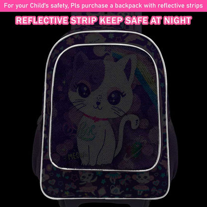 3PCS 2-in-1 Reversible Cat Glitter Backpack with Wheels and Lunchbox Pencil Case Set - ChildAngle