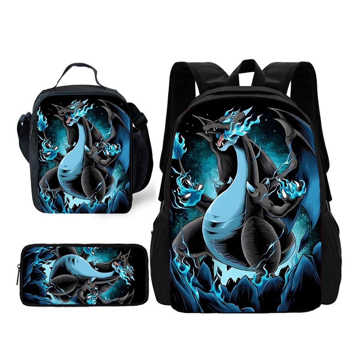 3PCS Charmander Charizards Backpack and Lunchbox Pencil Case Set - ChildAngle