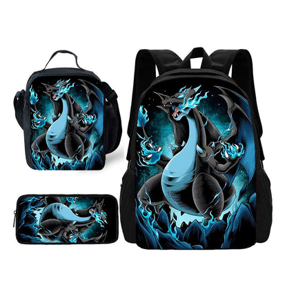 3PCS Charmander Charizards Backpack and Lunchbox Pencil Case Set - ChildAngle