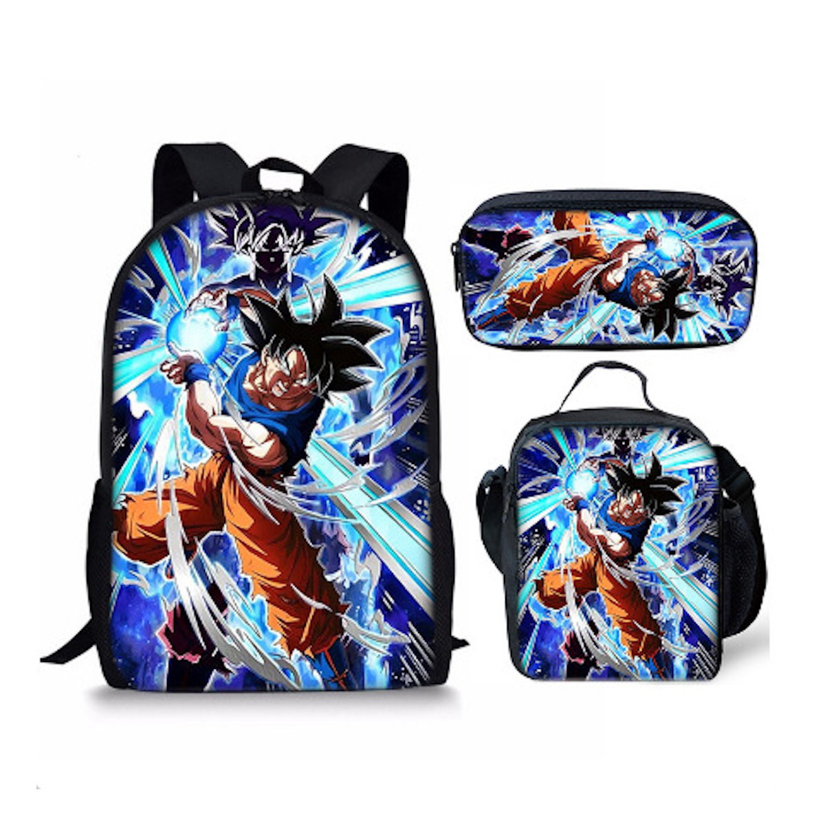3PCS Dragon Ball Saiyan Goku Backpack and Lunchbox Pencil Case Set - ChildAngle