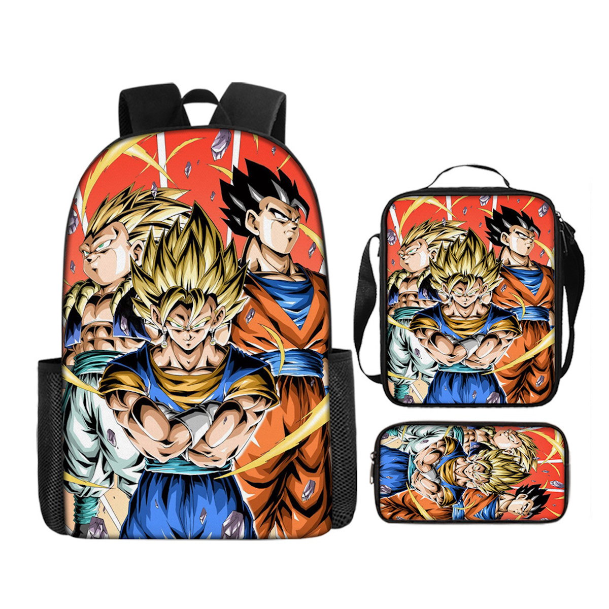 3PCS Dragon Ball Saiyan Goku Backpack and Lunchbox Pencil Case Set - ChildAngle