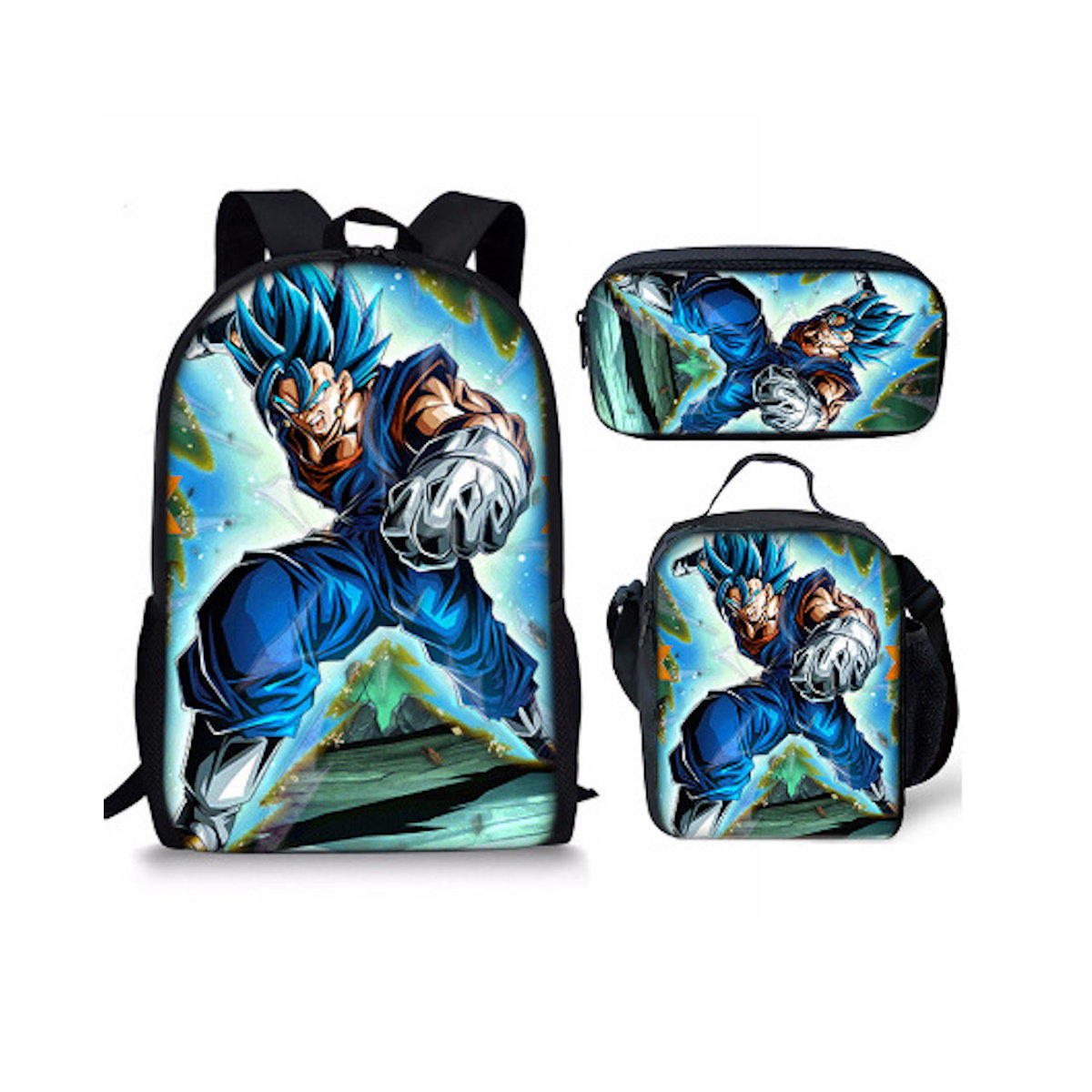 3PCS Dragon Ball Saiyan Goku Backpack and Lunchbox Pencil Case Set - ChildAngle