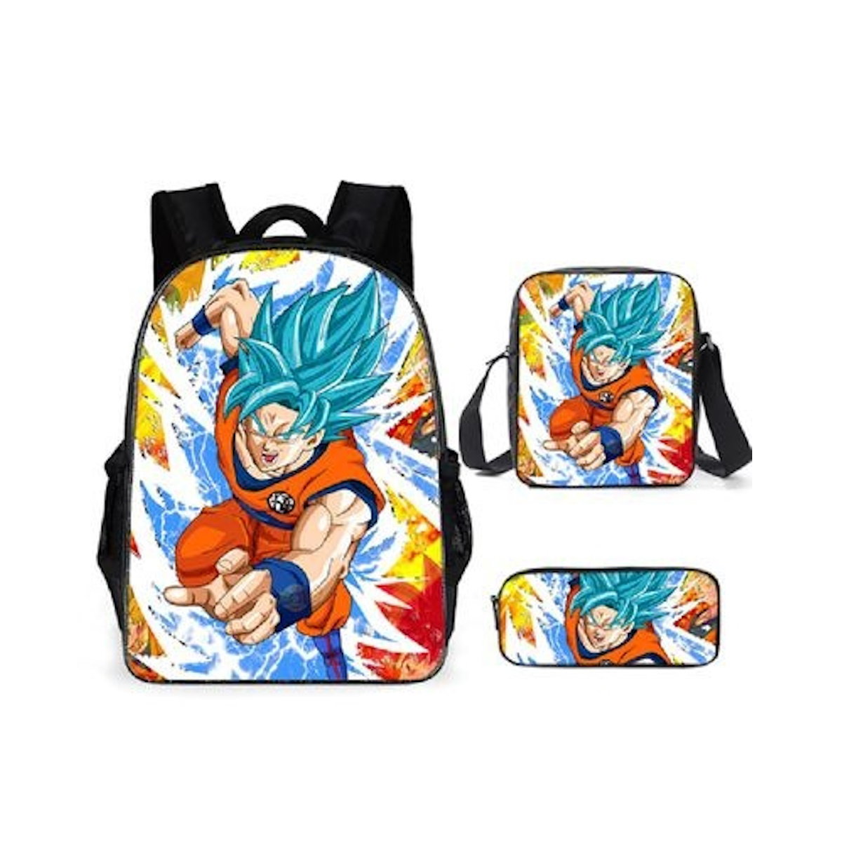 3PCS Dragon Ball Saiyan Goku Backpack and Lunchbox Pencil Case Set - ChildAngle