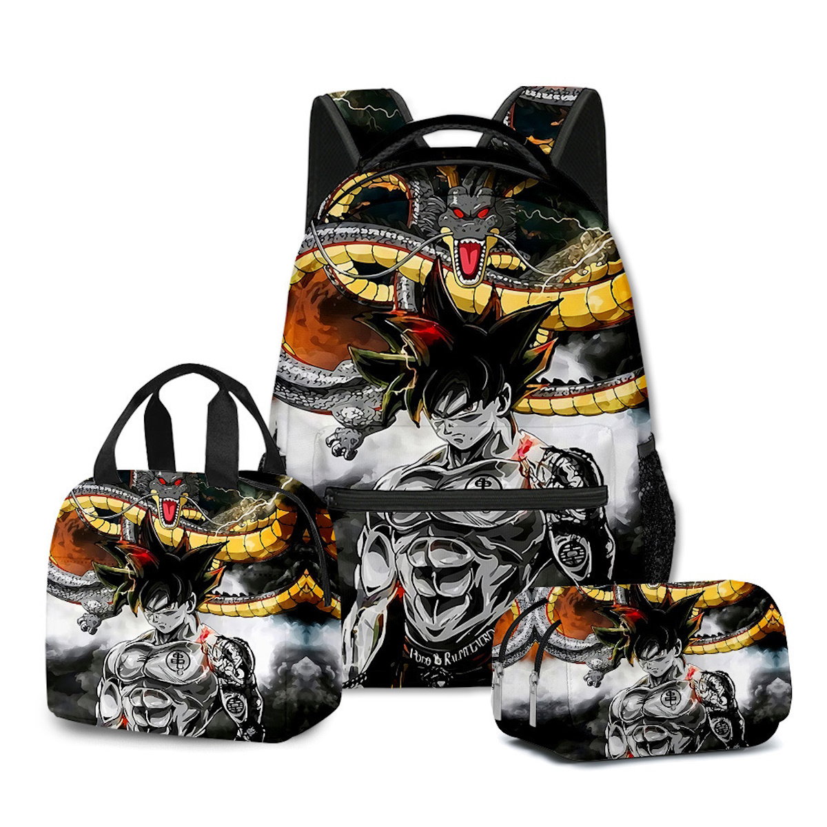 3PCS Saiyan Goku Dragon Ball Backpack and Lunchbox Pencil Case Set - ChildAngle