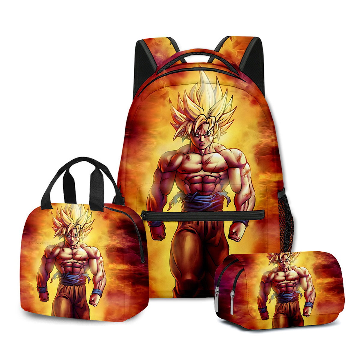 3PCS Saiyan Goku Dragon Ball Backpack and Lunchbox Pencil Case Set - ChildAngle