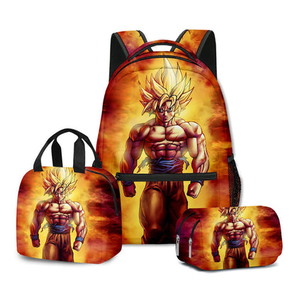 3PCS Saiyan Goku Dragon Ball Backpack and Lunchbox Pencil Case Set - ChildAngle