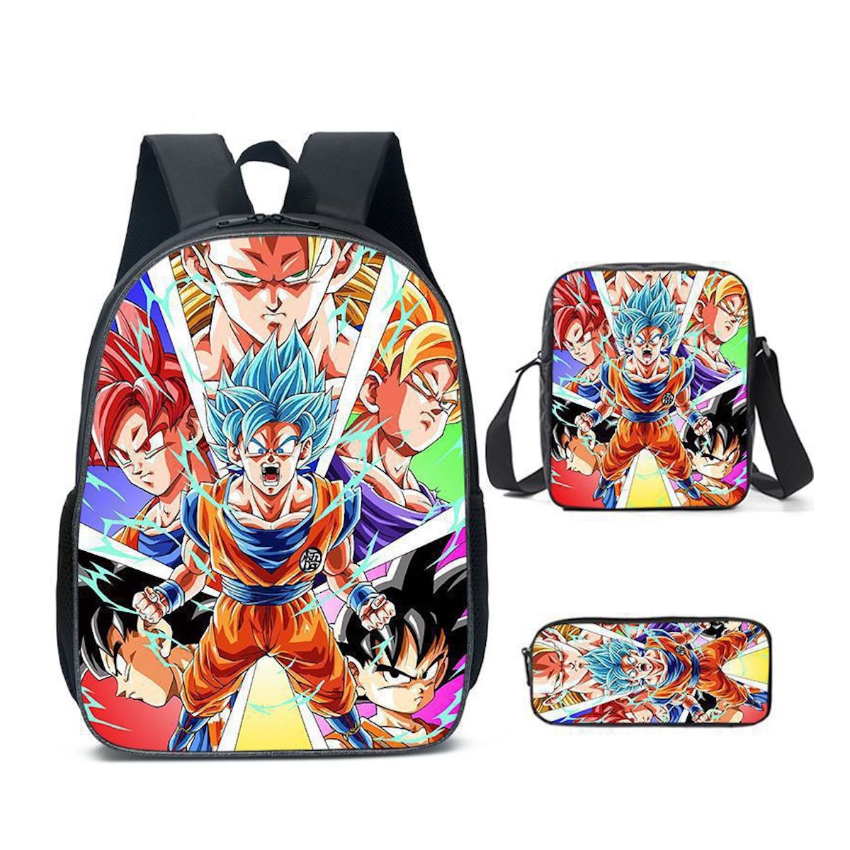 3PCS Dragon Ball Saiyan Goku Backpack and Lunchbox Pencil Case Set - ChildAngle