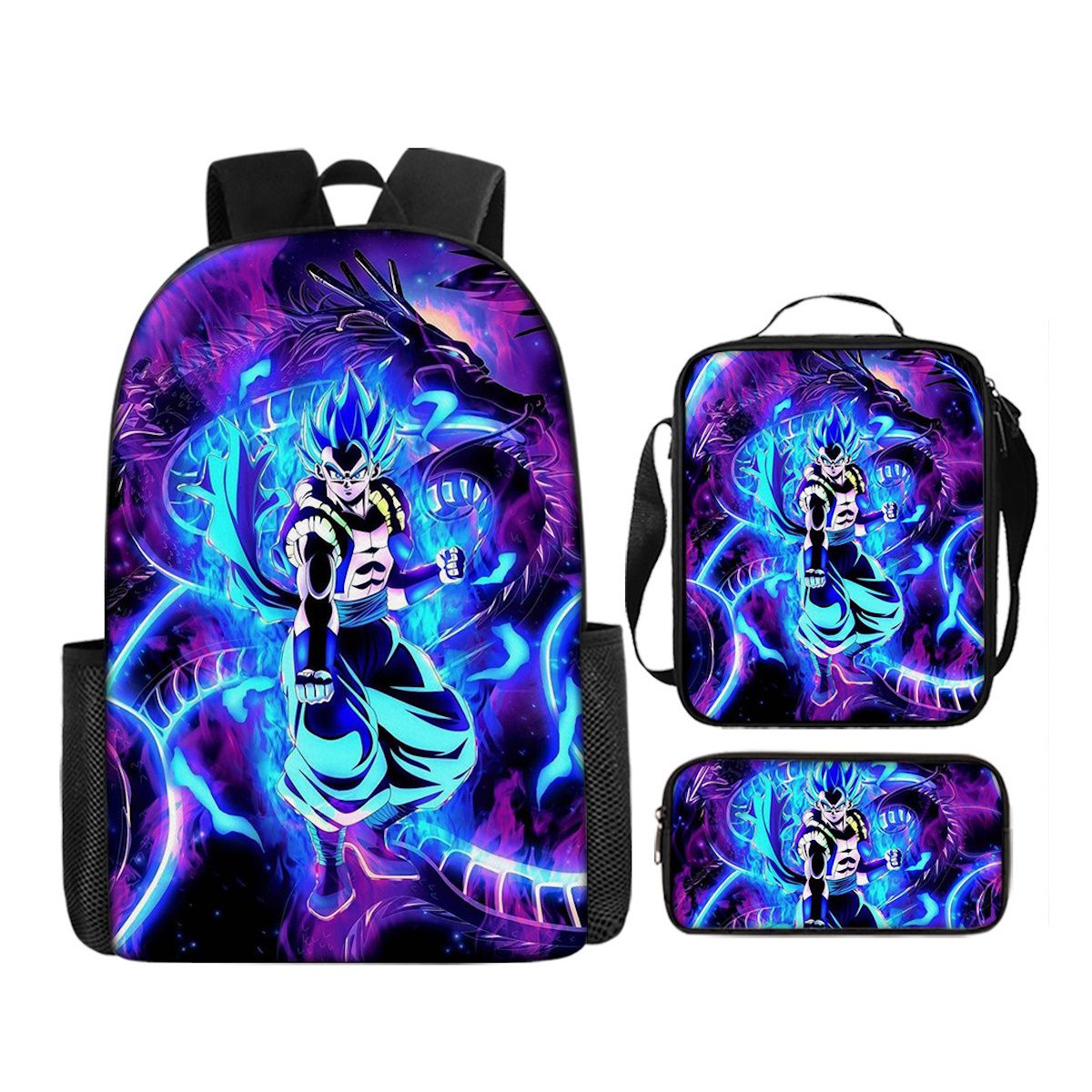3PCS Dragon Ball Saiyan Goku Backpack and Lunchbox Pencil Case Set - ChildAngle