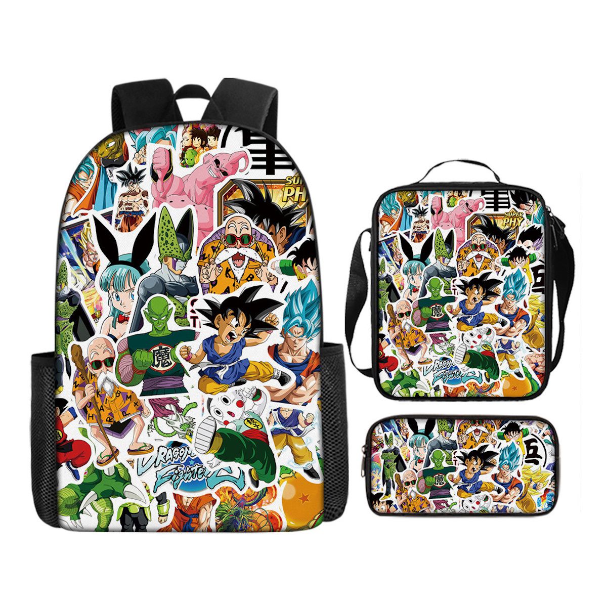 3PCS Dragon Ball Saiyan Goku Backpack and Lunchbox Pencil Case Set - ChildAngle