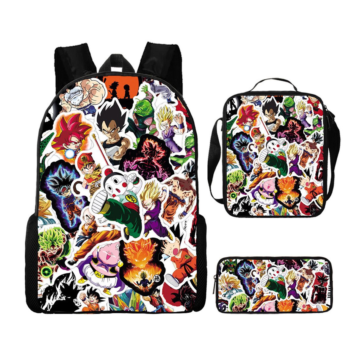 3PCS Dragon Ball Saiyan Goku Backpack and Lunchbox Pencil Case Set - ChildAngle