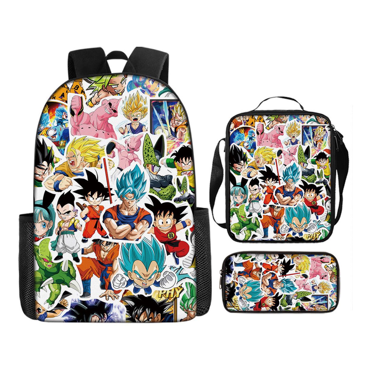 3PCS Dragon Ball Saiyan Goku Backpack and Lunchbox Pencil Case Set - ChildAngle