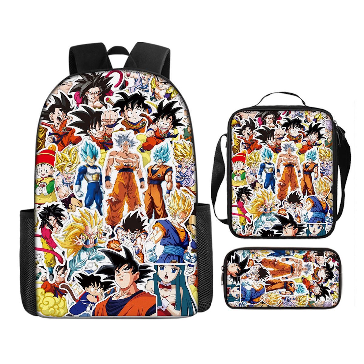 3PCS Dragon Ball Saiyan Goku Backpack and Lunchbox Pencil Case Set - ChildAngle