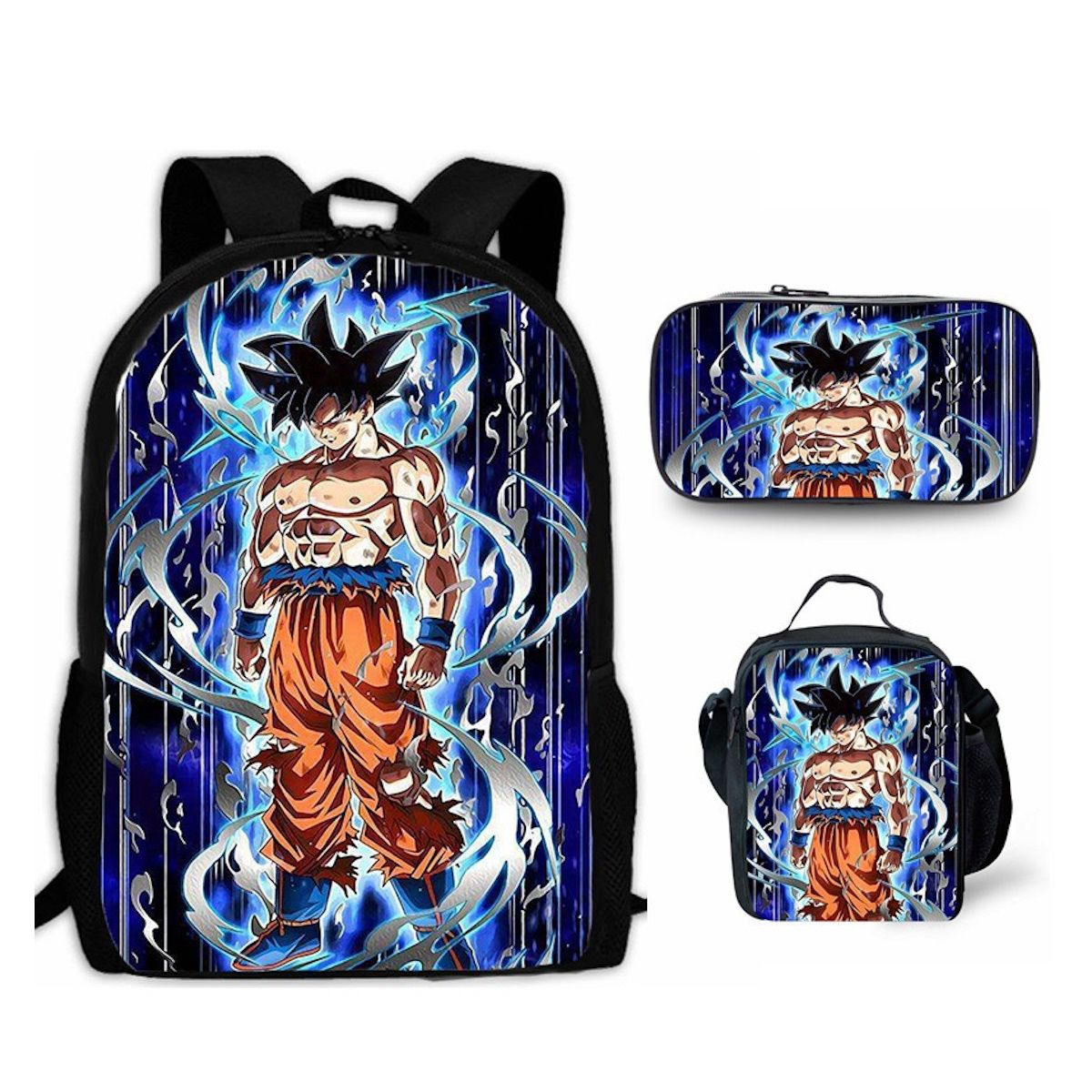 3PCS Dragon Ball Saiyan Goku Backpack and Lunchbox Pencil Case Set - ChildAngle