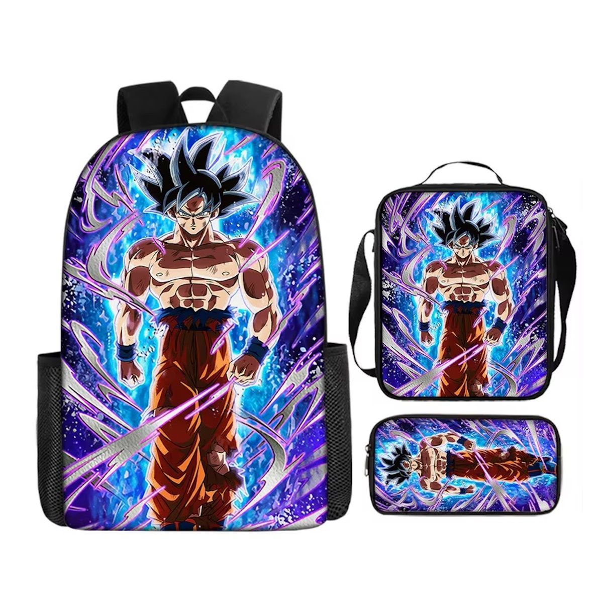 3PCS Dragon Ball Saiyan Goku Backpack and Lunchbox Pencil Case Set - ChildAngle