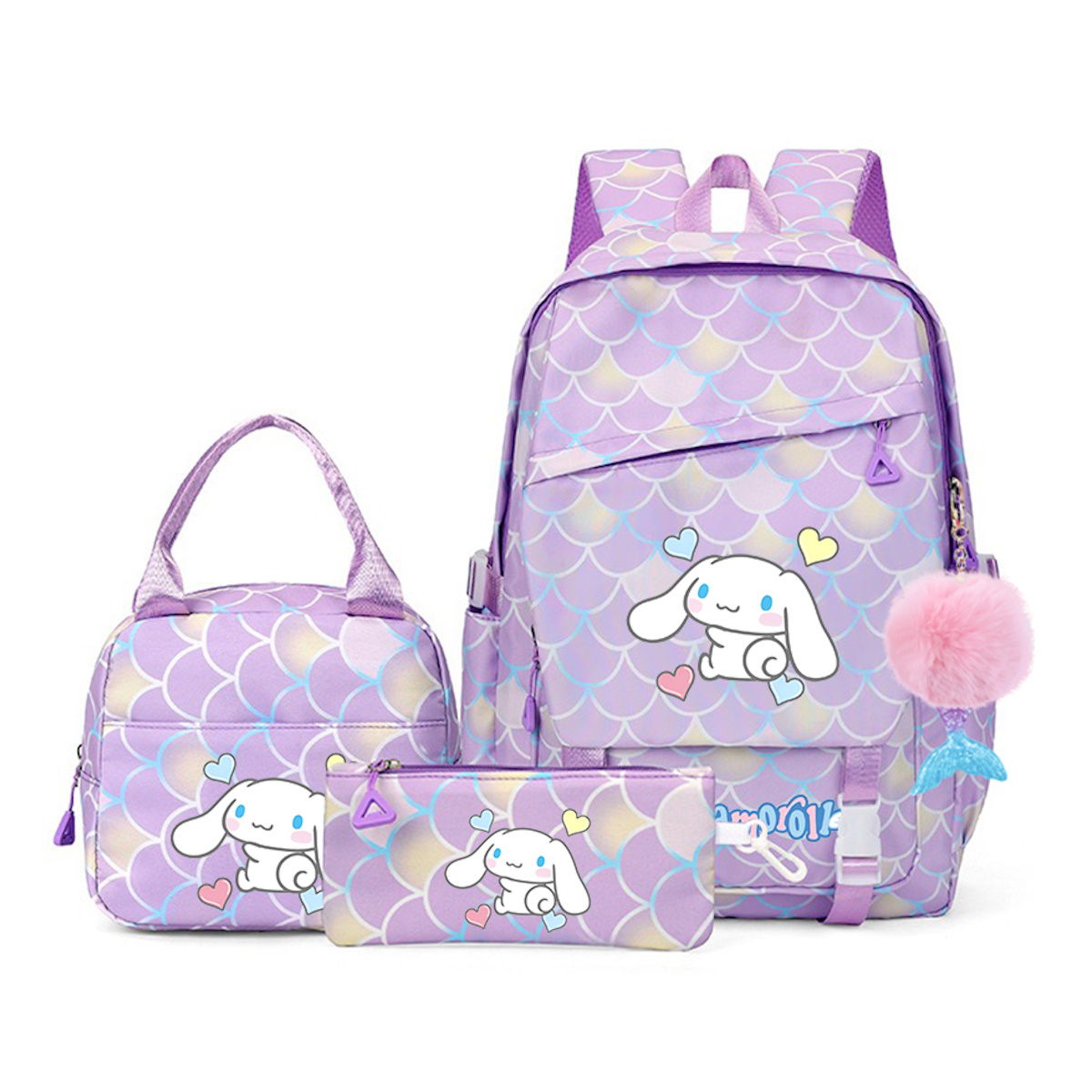 3PCS Fish Scale Cinnamoroll Backpack and Lunchbox Pencil Case Set - ChildAngle