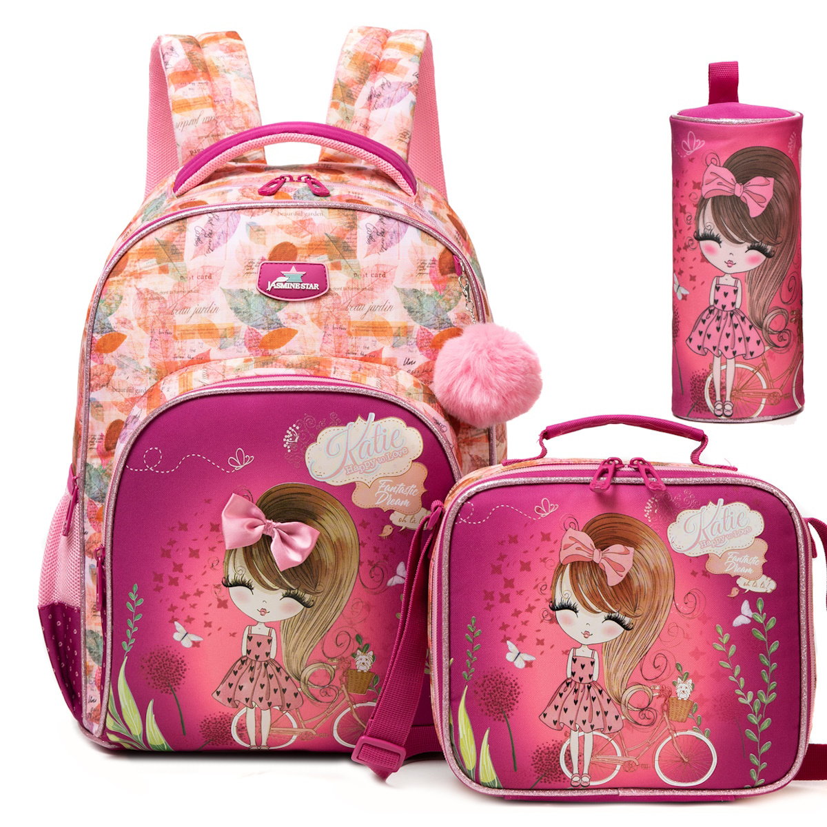 Cute Flowers Girls Unicorn 3PCS Backpack and Lunchbox Pencil Case Set - ChildAngle
