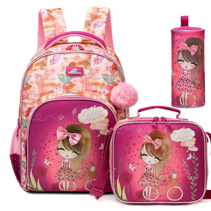 Cute Flowers Girls Unicorn 3PCS Backpack and Lunchbox Pencil Case Set - ChildAngle