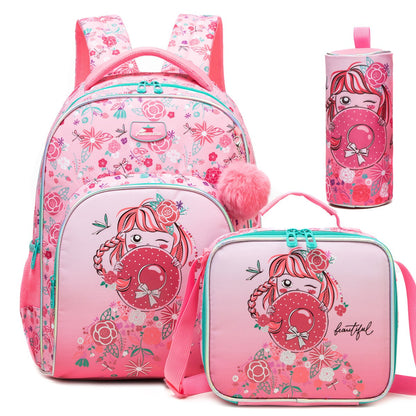 Cute Flowers Girls Unicorn 3PCS Backpack and Lunchbox Pencil Case Set - ChildAngle