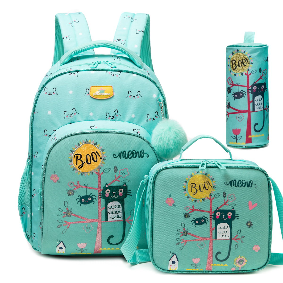 Cute Flowers Girls Unicorn 3PCS Backpack and Lunchbox Pencil Case Set - ChildAngle