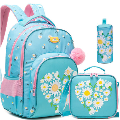 Cute Flowers Girls Unicorn 3PCS Backpack and Lunchbox Pencil Case Set - ChildAngle