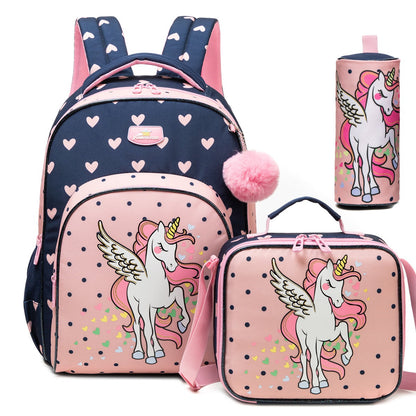 Cute Flowers Girls Unicorn 3PCS Backpack and Lunchbox Pencil Case Set - ChildAngle