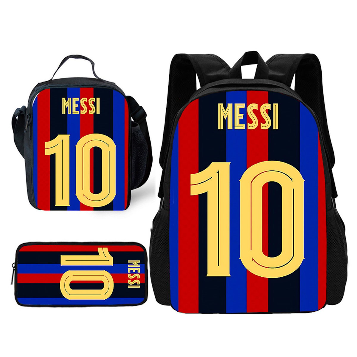 3PCS Football Player Soccer Backpack and Lunchbox Pencil Bag Set - ChildAngle