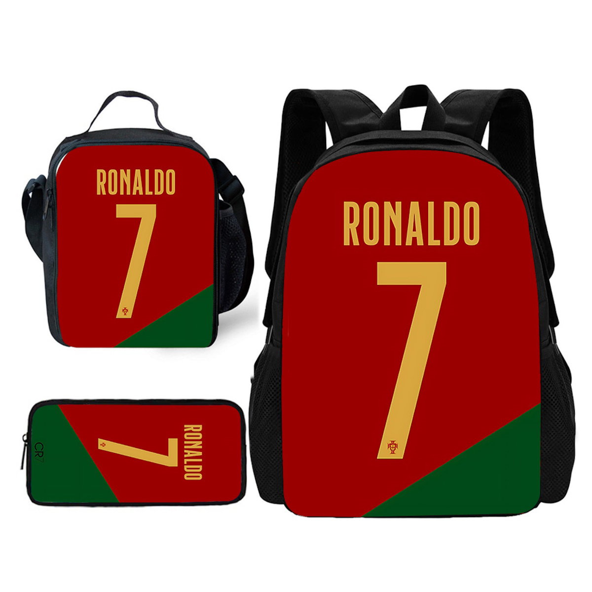 3PCS Football Player Soccer Backpack and Lunchbox Pencil Bag Set - ChildAngle
