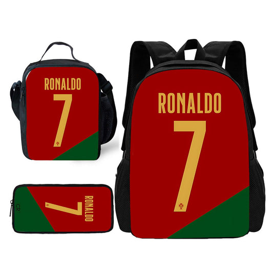 3PCS Football Player Soccer Backpack and Lunchbox Pencil Bag Set - ChildAngle