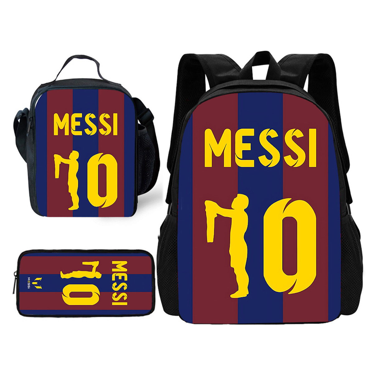3PCS Football Player Soccer Backpack and Lunchbox Pencil Bag Set - ChildAngle