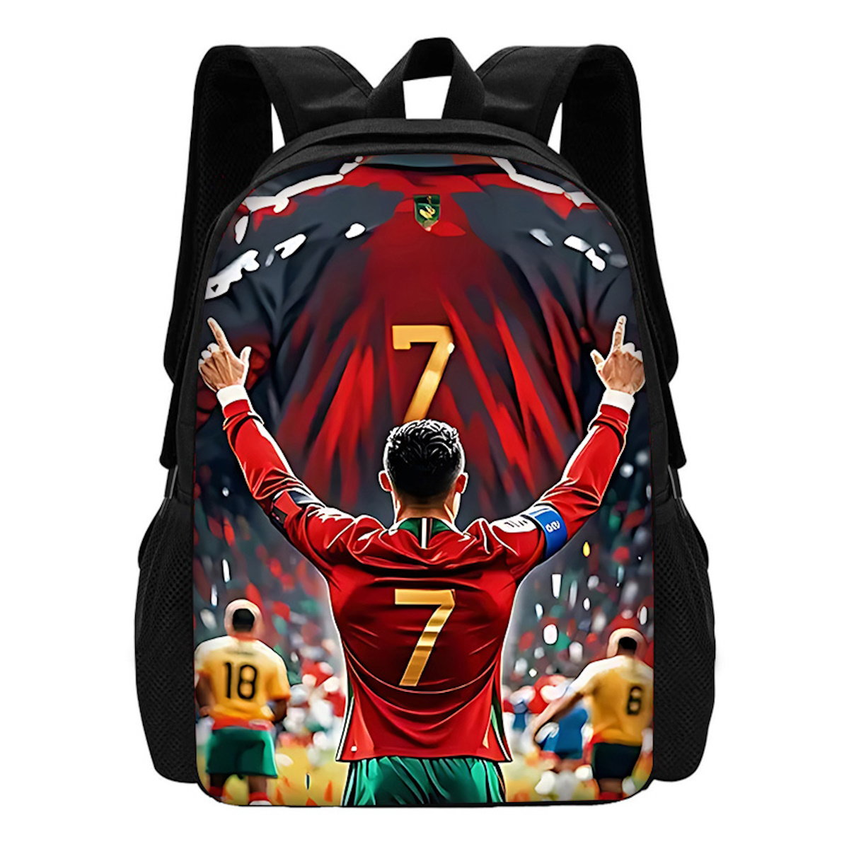 NO. 10 Football Player Soccer Messi Backpack CR7 R-Ronaldo School Backpack - ChildAngle