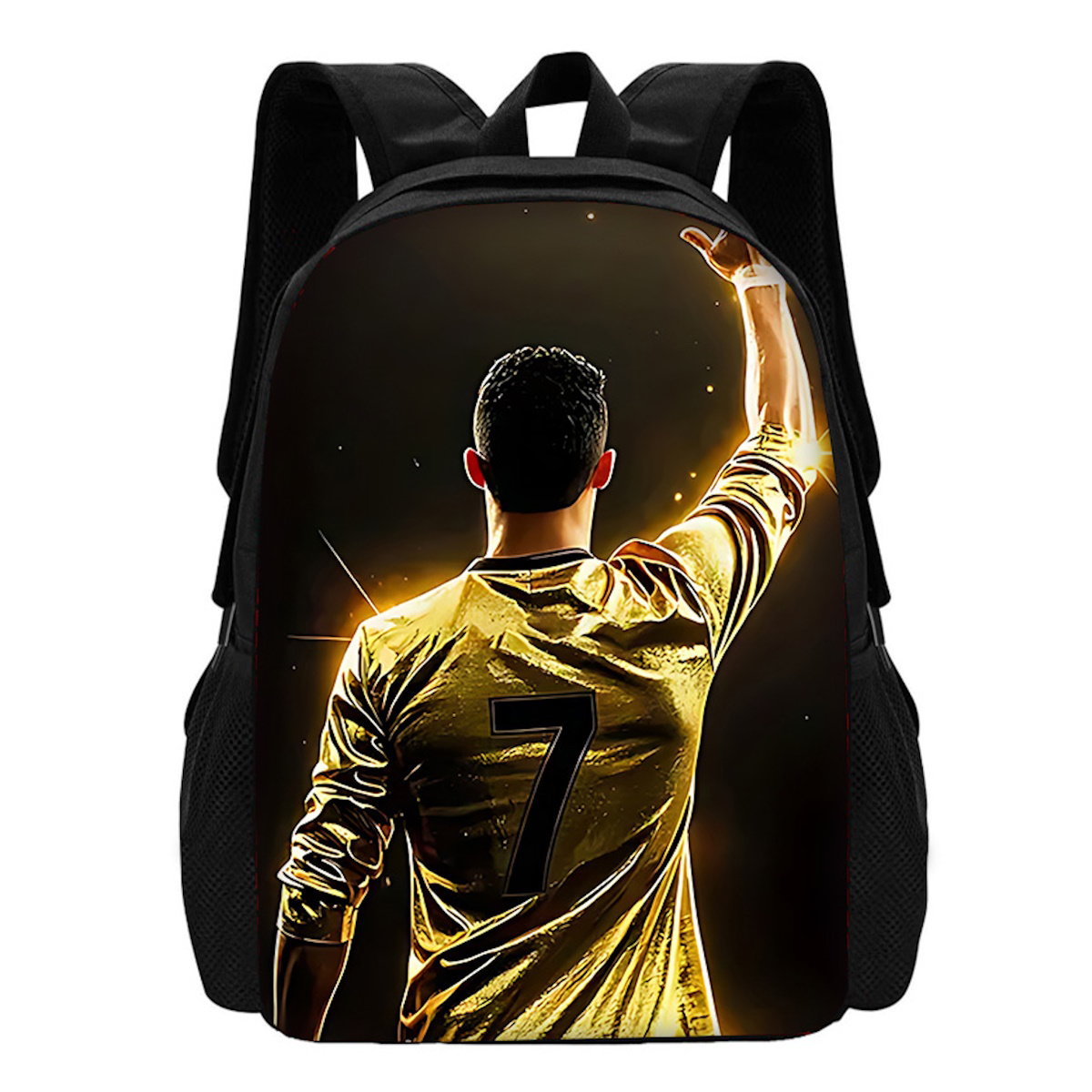 NO. 10 Football Player Soccer Messi Backpack CR7 R-Ronaldo School Backpack - ChildAngle
