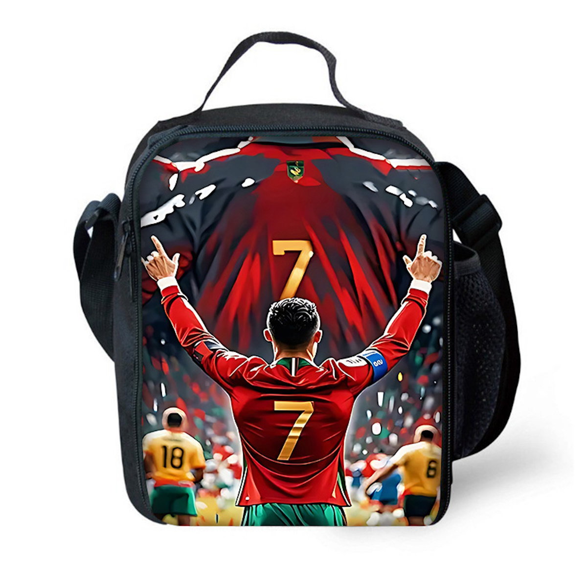 NO. 10 Football Player Soccer Messi Lunch Bag CR7 R-Ronaldo School Lunch Bags - ChildAngle