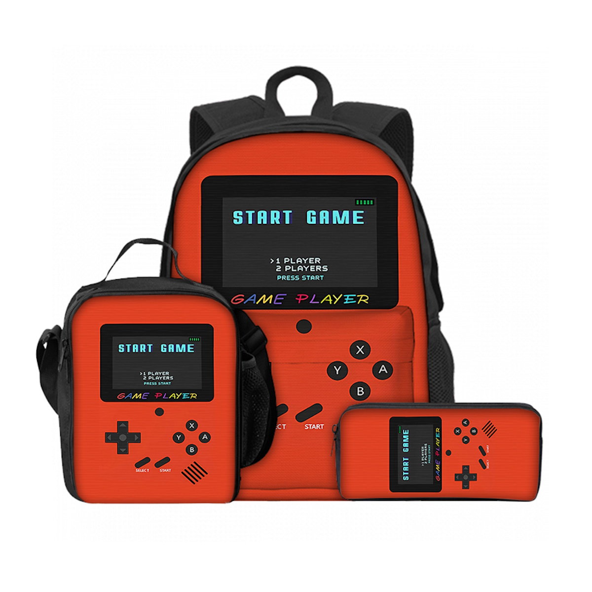 3er-Set Game Console Rucksack, Lunchbox und Federmäppchen