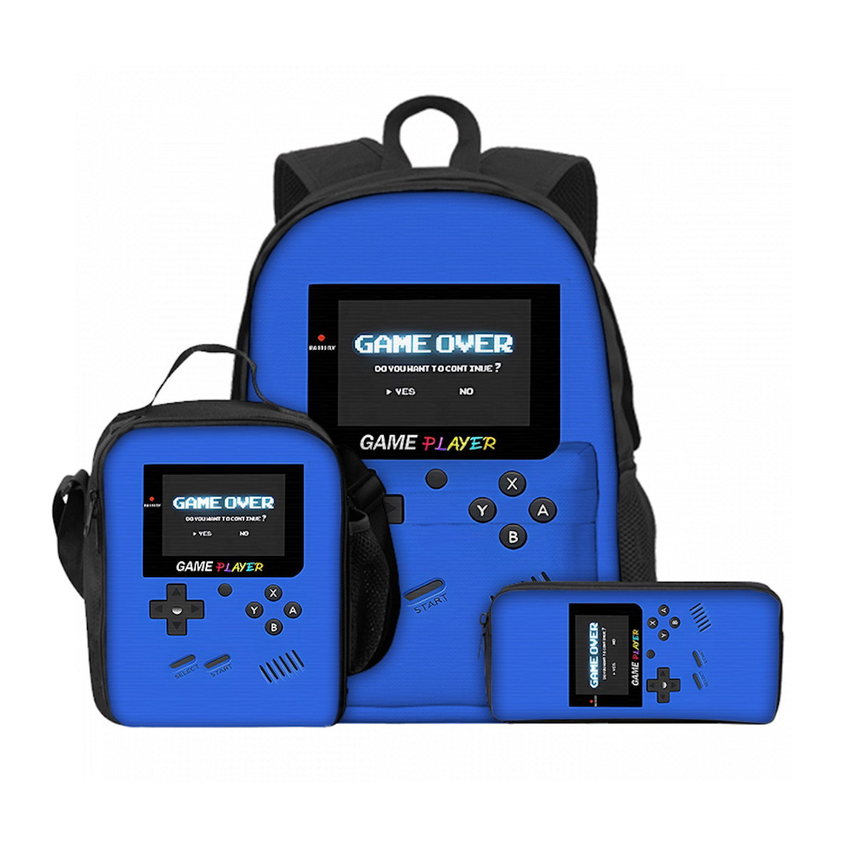 3er-Set Game Console Rucksack, Lunchbox und Federmäppchen