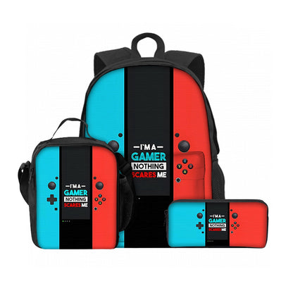 3er-Set Game Console Rucksack, Lunchbox und Federmäppchen