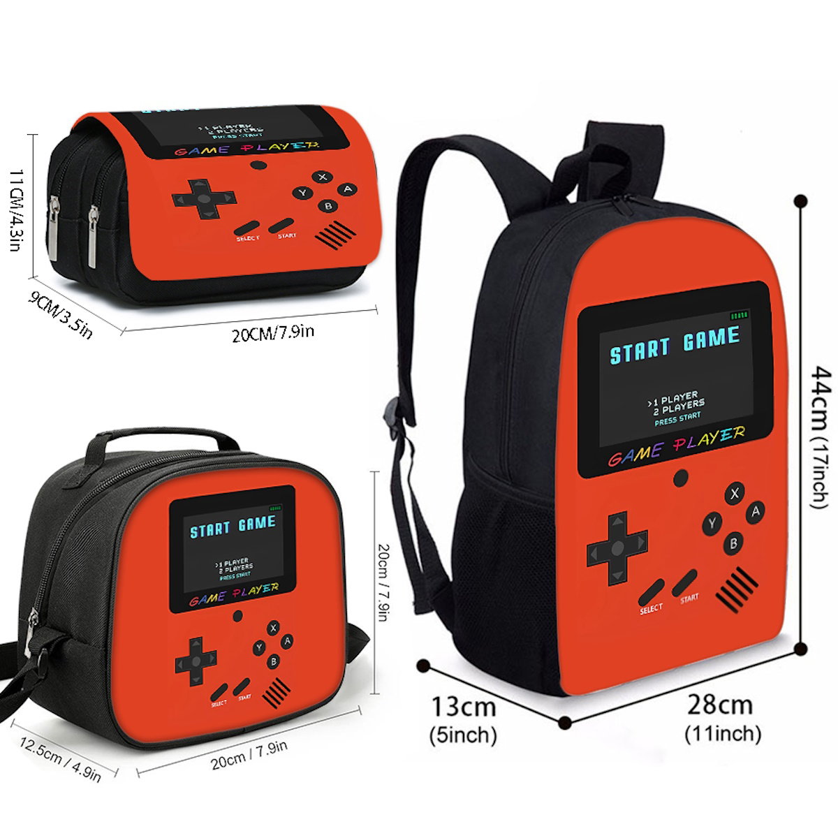 3PCS Game Console Switch Backpack Lunchbox and Pencil Case Set - ChildAngle