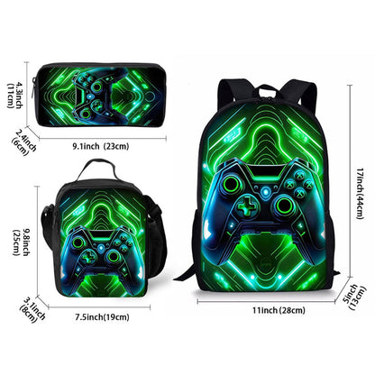 3PCS Game Console Backpack with Lunchbox and Pencil Case Set - ChildAngle