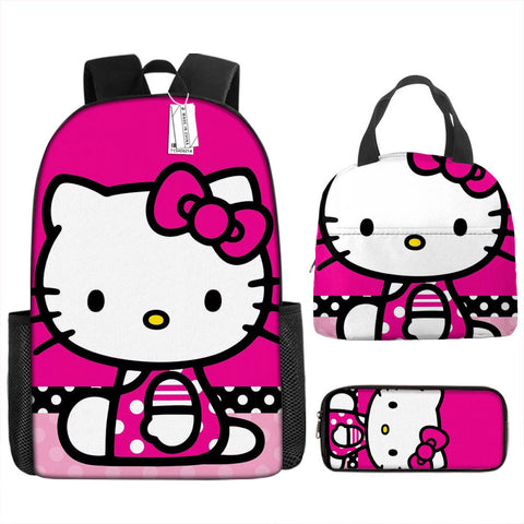 hello kitty backpack large 3PCS Hello Kitty Backpack and Lunchbox Pencil Case Set, B