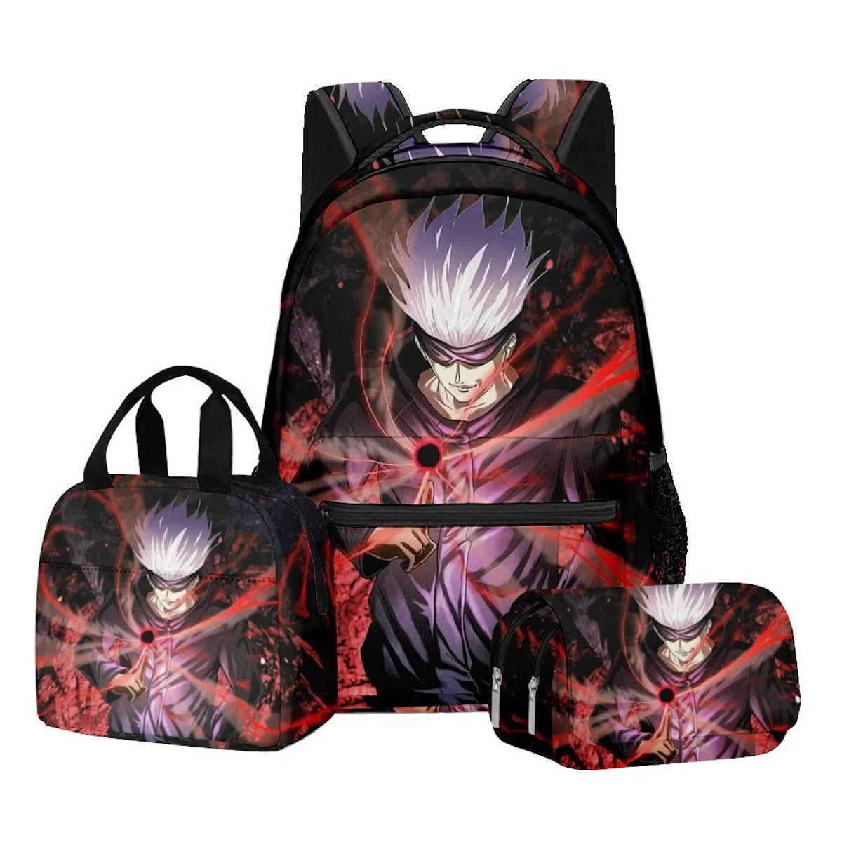 3PCS Jujutsu Kaisen Satoru Gojo Backpack and Lunchbox Pencil Case Set - ChildAngle