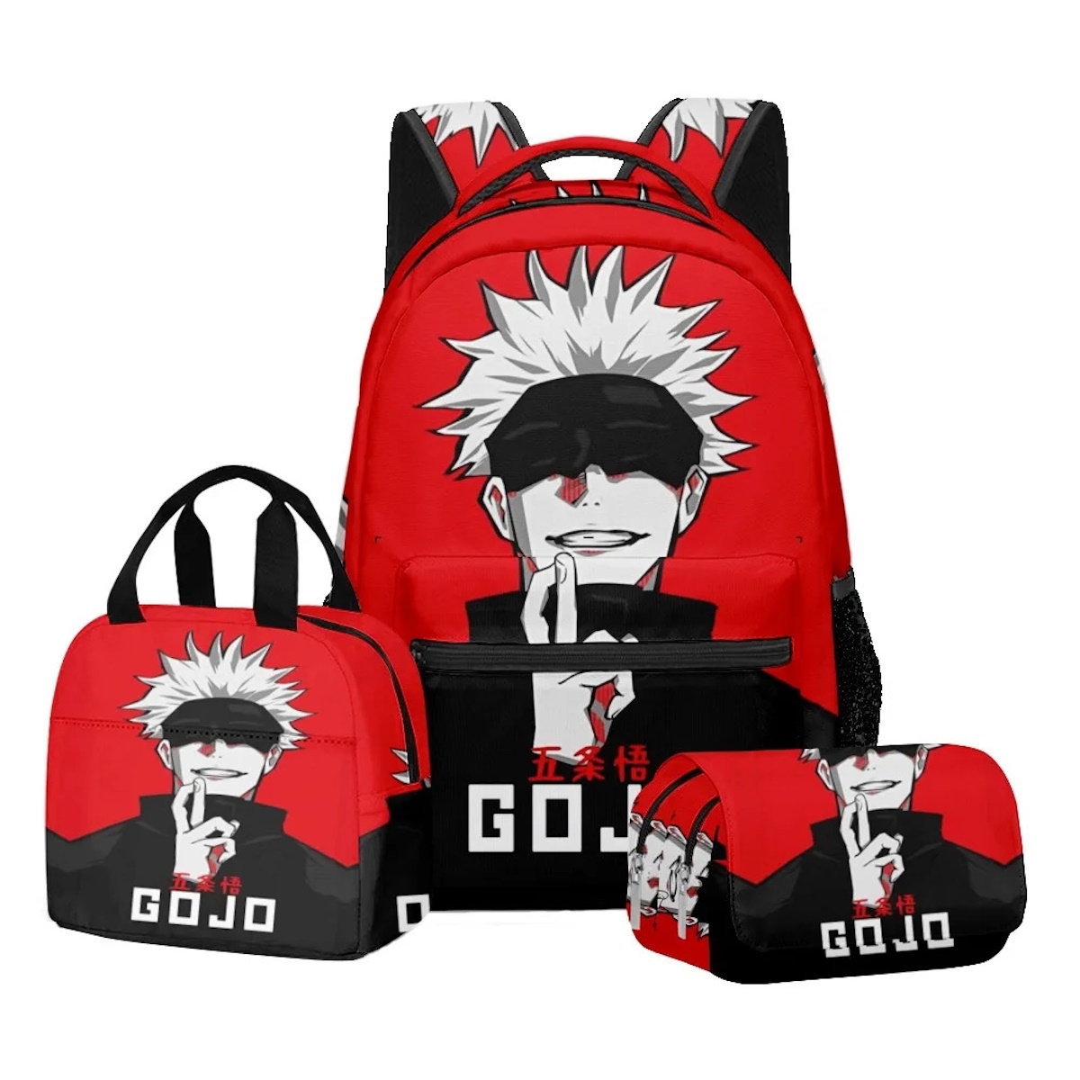3PCS Jujutsu Kaisen Satoru Gojo Backpack and Lunchbox Pencil Case Set - ChildAngle