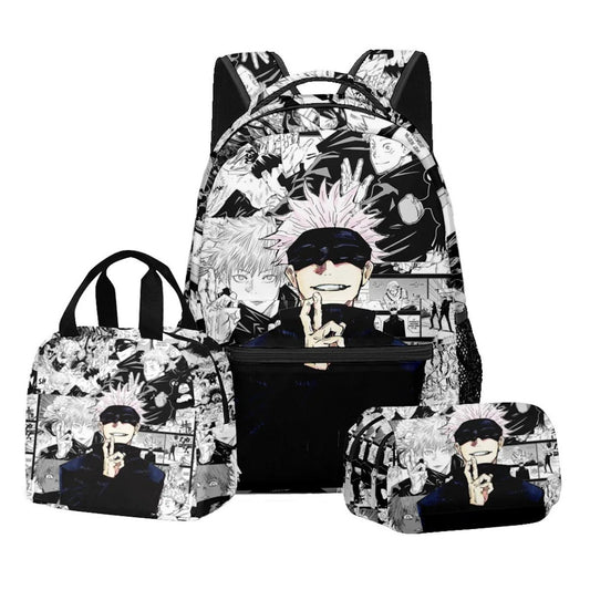3PCS Jujutsu Kaisen Satoru Gojo Backpack and Lunchbox Pencil Case Set - ChildAngle