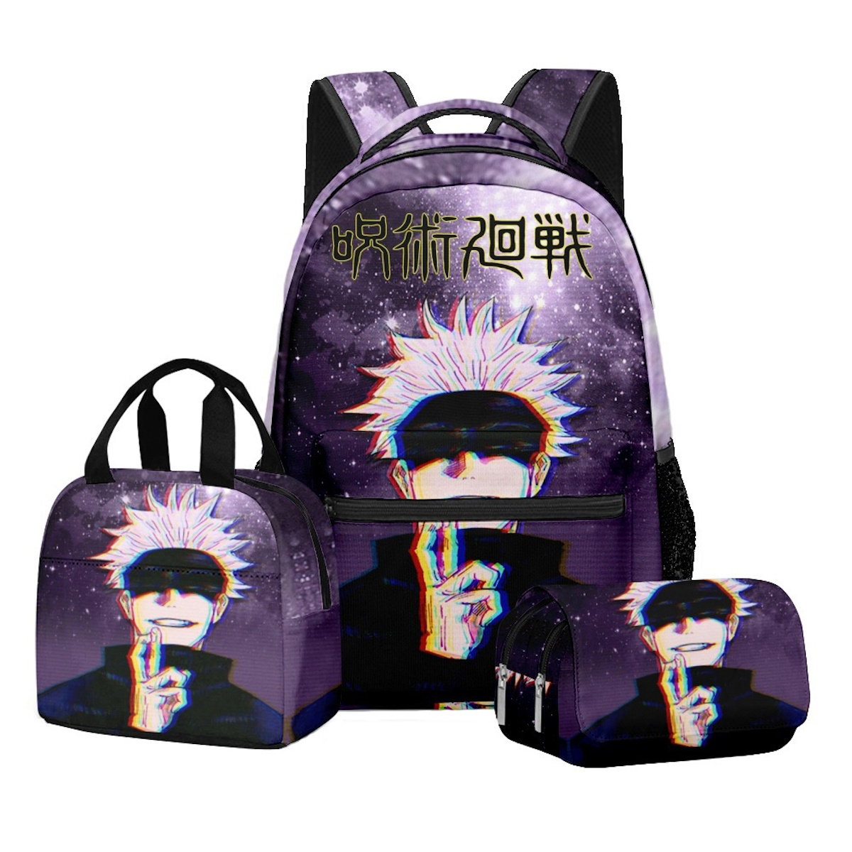 3PCS Jujutsu Kaisen Satoru Gojo Backpack and Lunchbox Pencil Case Set - ChildAngle