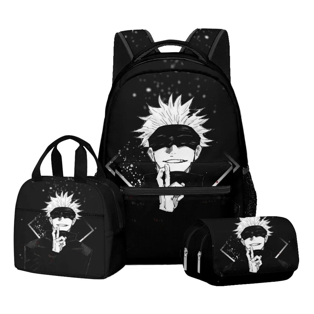 3PCS Jujutsu Kaisen Satoru Gojo Backpack and Lunchbox Pencil Case Set - ChildAngle
